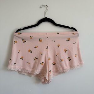 Floral Pink Lace Trim Sleep Shorts